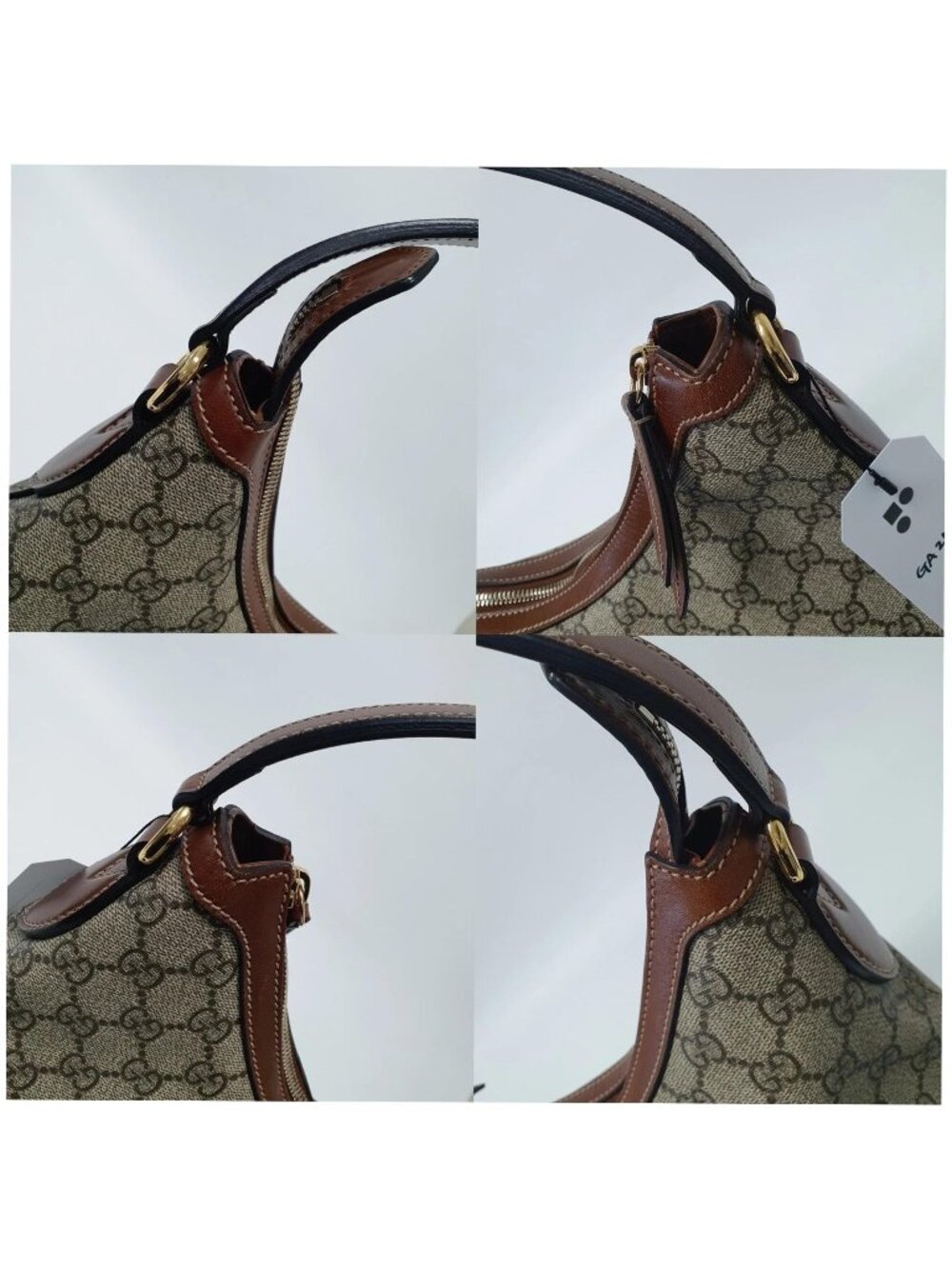 Authentic Gucci GG Supreme Canvas Shoulder Bag Brown Leather Trim | Designer - Picture 6 of 11